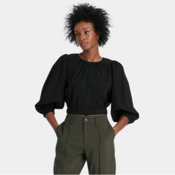 a new day Tops - a new day Black Puff Sleeve Top​